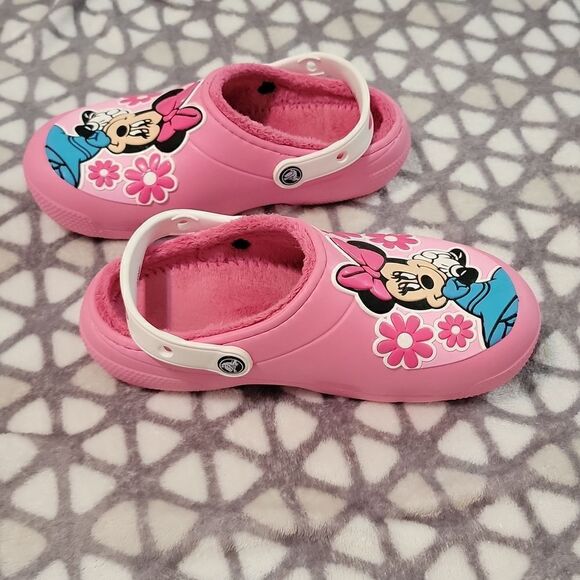 Crocs Classic Lined Disney Minnie Mouse Clog Pink Shoes Size Junior Youth 2 - Picture 8 of 13